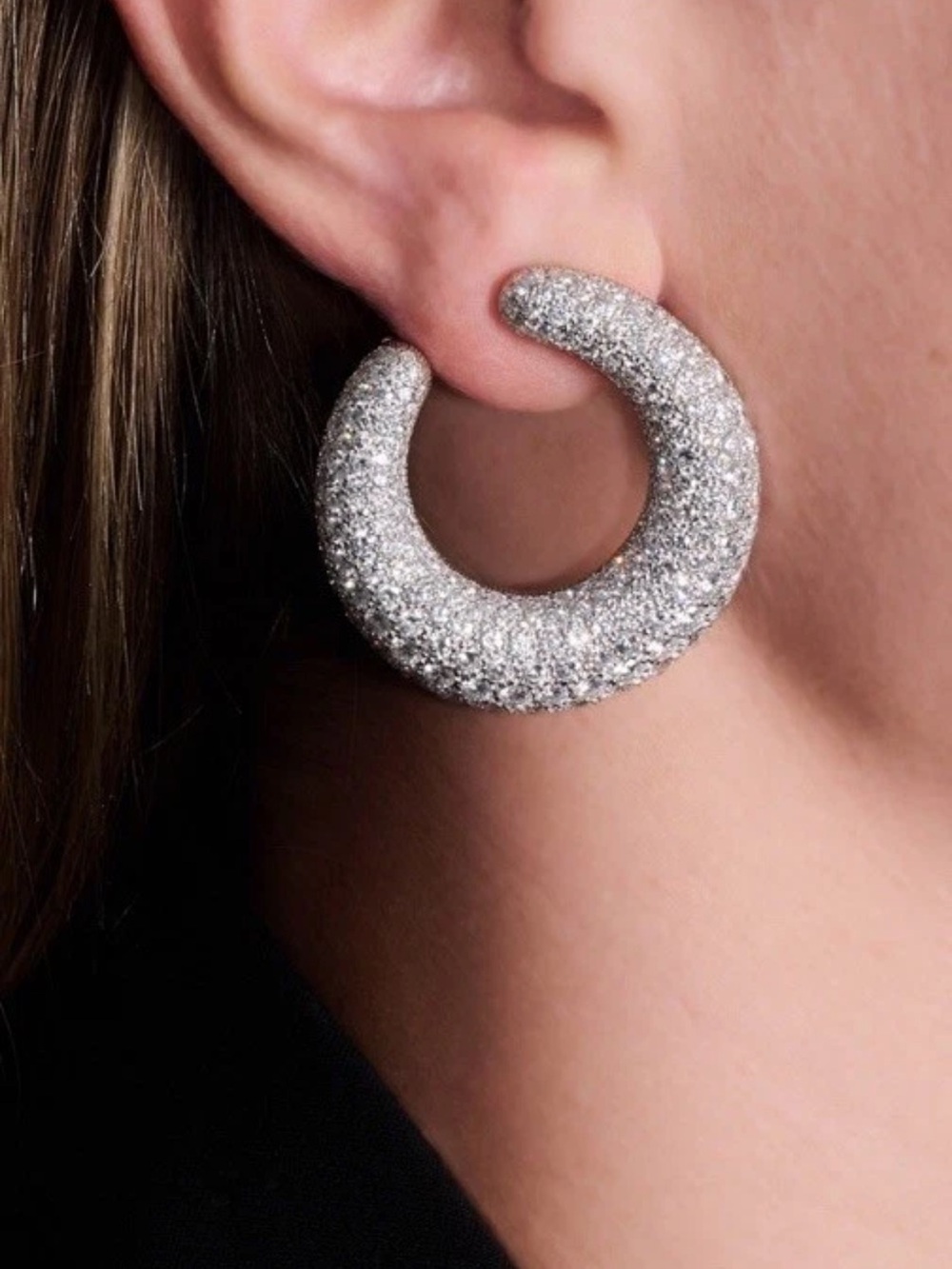 Strass crystals half moon earrings